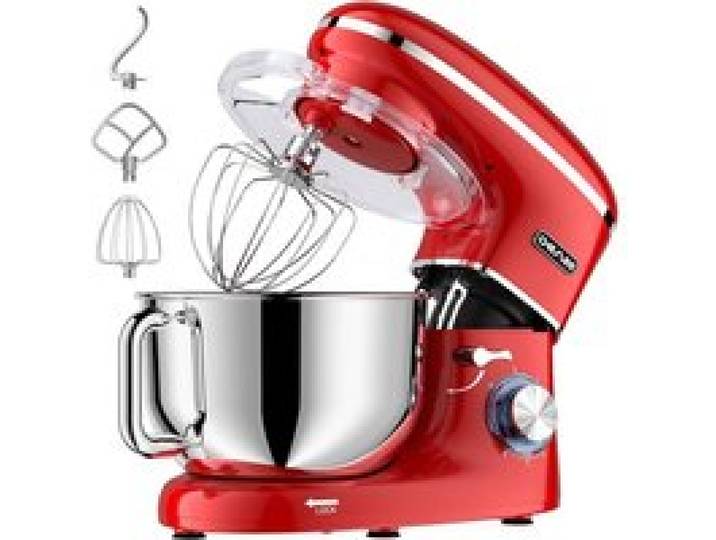 Robot Pâtissier 2000W Robot Pétrin 6.2 L Robot De Cuisine Multifonction Faible Bruit Avec Bol En Acier Inox De Batteur Fouet&Croch