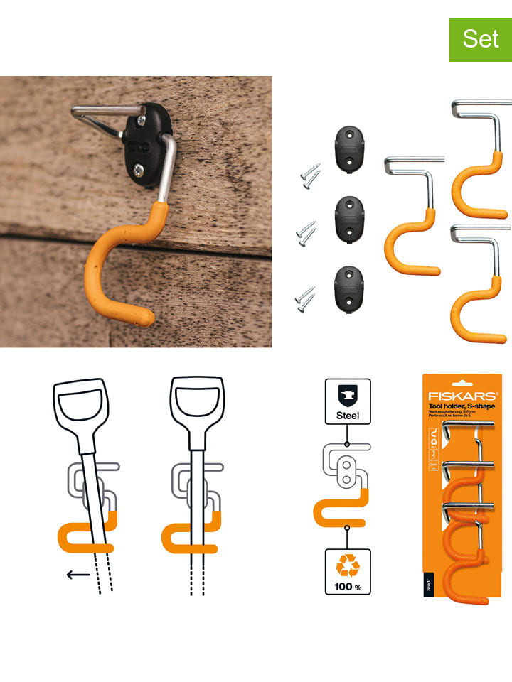 Fiskars 3er-Set: Wandhalterungen in Orange - onesize