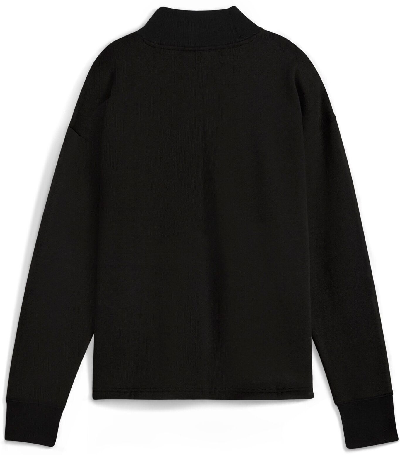 Langarmshirt PUMA "HER RELAXED CREW FL", Damen, Gr. L, schwarz (puma schwarz), Fleece, Obermaterial: 68% Baumwolle, 32% Polyester, unifarben, relaxed fit normal, Shirts Langarmshirt, mit Stehkragen, sportlicher Stil puma schwarz L