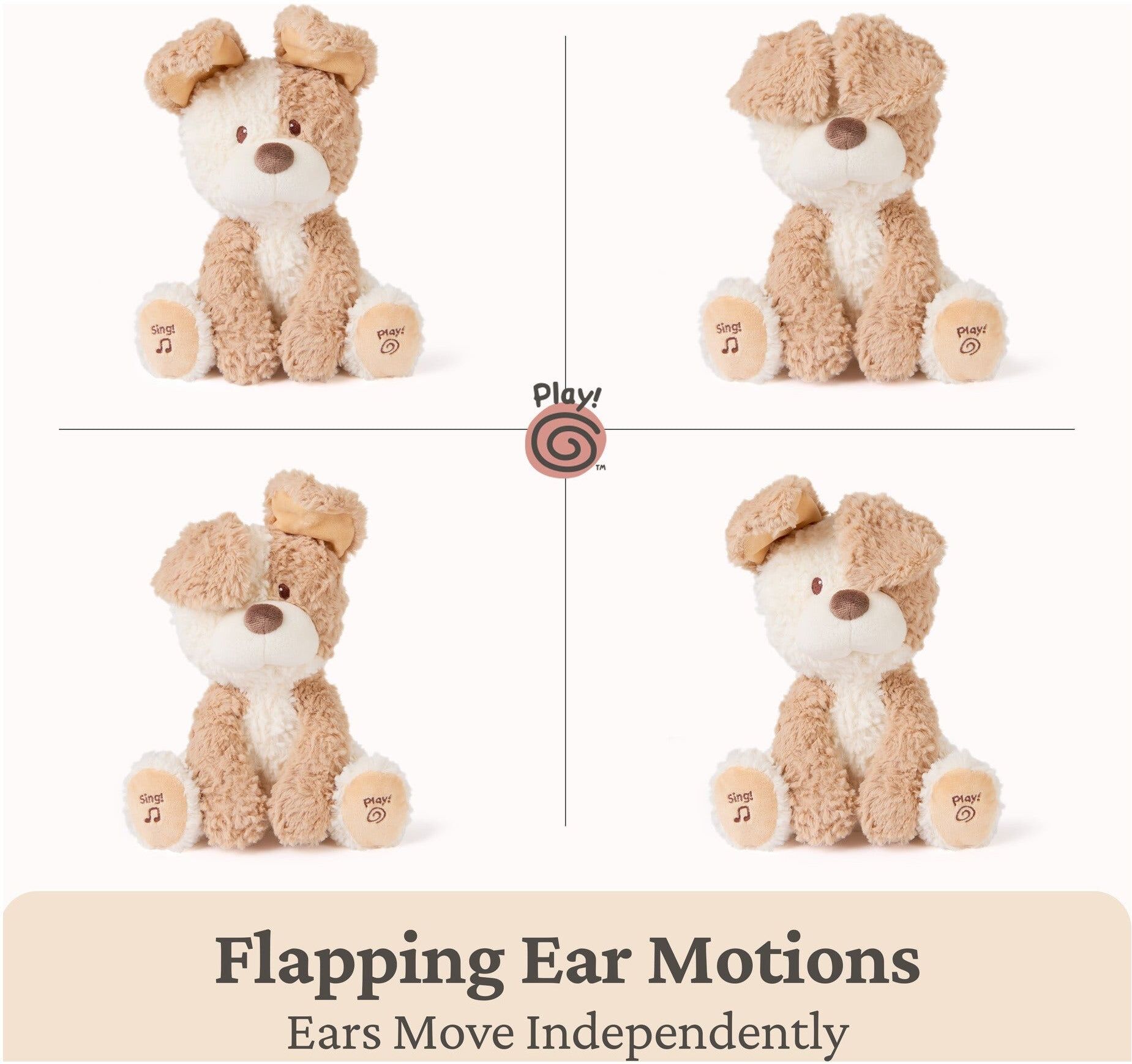 GUND Peeki the Puppy Animated Interactive Plush Toy for Babies - Soft, Music, and Movement Play - Tan-and-Cream Color - 3 AA Batteries Included