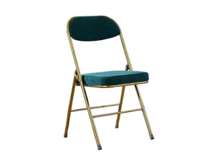Zymjzbetic Klassischer, platzsparender Café-Stuhl mit Samtrücken Unterstützen Sie das Küchen-Ess-Set, tragbar, zusammenklappbar, Haushalt for Zuhause(Blue-gold)