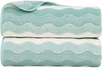 JML Soft Fleece Bath Towel Set of 2 with Wavy Stripe Design