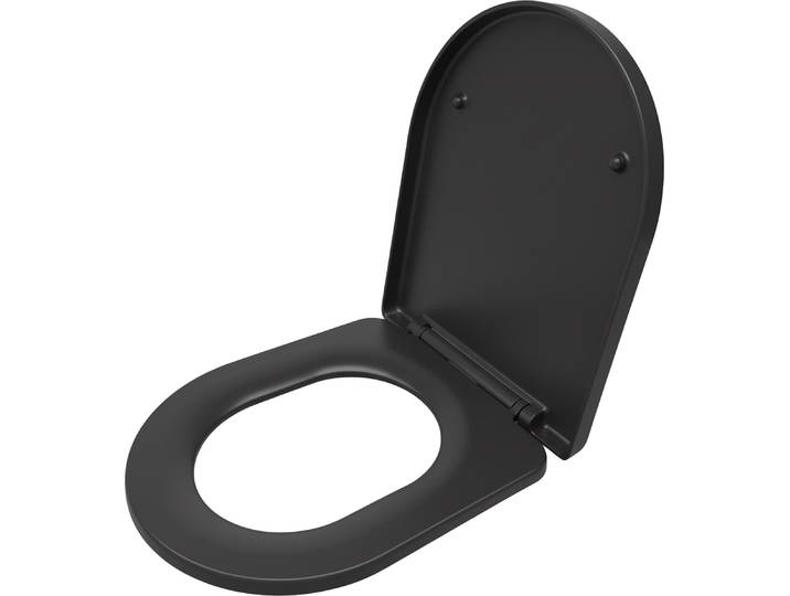 Relaxdays Toilettendeckel mit Absenkautomatik, Quick Release, 36 x 42 cm, Duroplast, Montage von oben, D-Form, anthrazit
