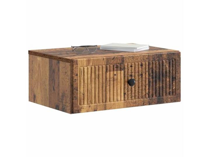 KTHLBRH Nachtschrank, 2 Stück, antikes Holz, 49 x 34,5 x 20 cm Holzkonstruktion, 2 Schubladen, Metallknöpfe, Vintage-Design, Schlafzimmer