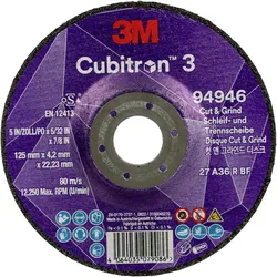 3M, Schleifmittel, Cubitron 94946 Cubitron™ 3 Cut and Grind Schruppscheibe Durchmesser 125mm Bohrungs-Ø 22.23mm 10St.