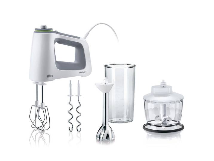 BRAUN Handmixer MultiMix 5 HM5137WH Weiss, Grau , weiss (weiß, transparent, edelstahlfarben), B:7,5cm H:16cm T:21cm, Mixer, Handmixer
