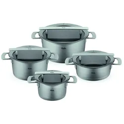 Fissler - Phi Collection - Set 4-teilig (Topf mit Glasdeckel 16 + 20 + 24 cm, Stielkasserolle mit Glasdeckel 20 cm)