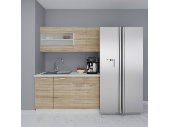 Kitchenette Esilo 140 cm 140 x 145 x 60cm Blanc/Imitation chêne de Sonoma/Blanc