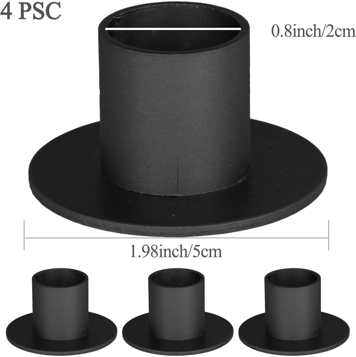 Ibenzoa Set van 4 Elegante Zwarte Metalen Staafkaarsenhouders