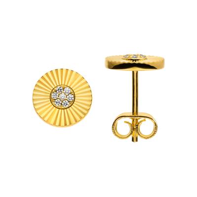 Paar Ohrstecker JOBO "Ohrringe Teller 8 mm", gold (goldfarben, weiß), Ohrringe, Damen, 8,8mm, Silber 925 (Sterlingsilber), 925 Silber vergoldet mit 14 Zirkonia