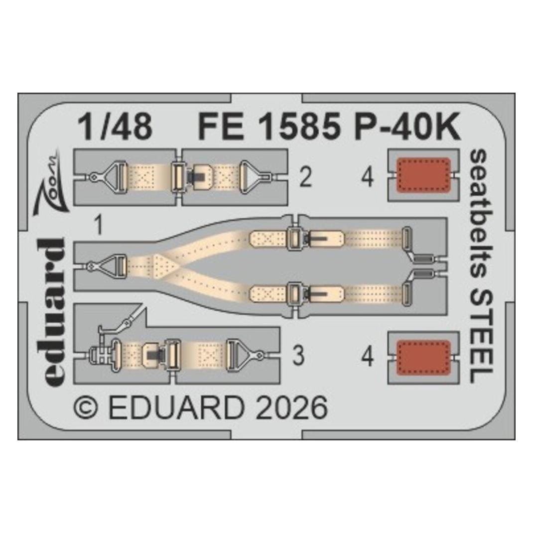 Eduard P-40K seatbelts STEEL for (FE1585)