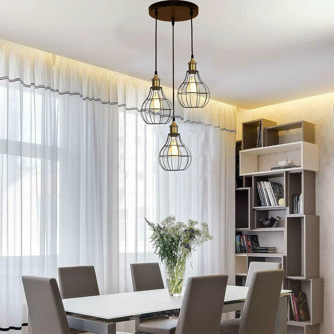 Borough Wharf Heavener 3 - Light Black Pendant Black 20cm W X 20cm D