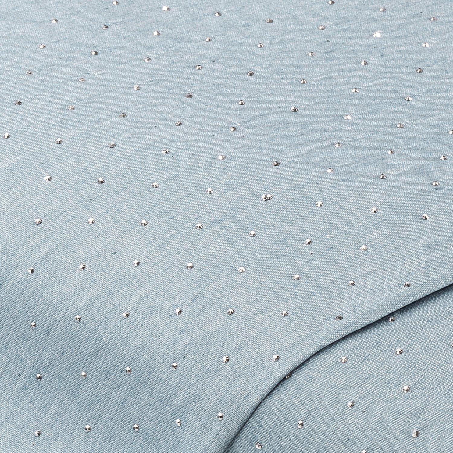 Leichter Jeansstoff (Hemdenjeans) „Glitzersteine“, hellblau