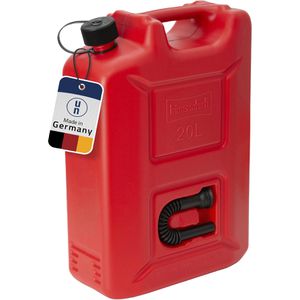 Hünersdorff Benzinkanister Profi 802060, 20 Liter, mit Auslaufrohr, rot, aus Kunststoff