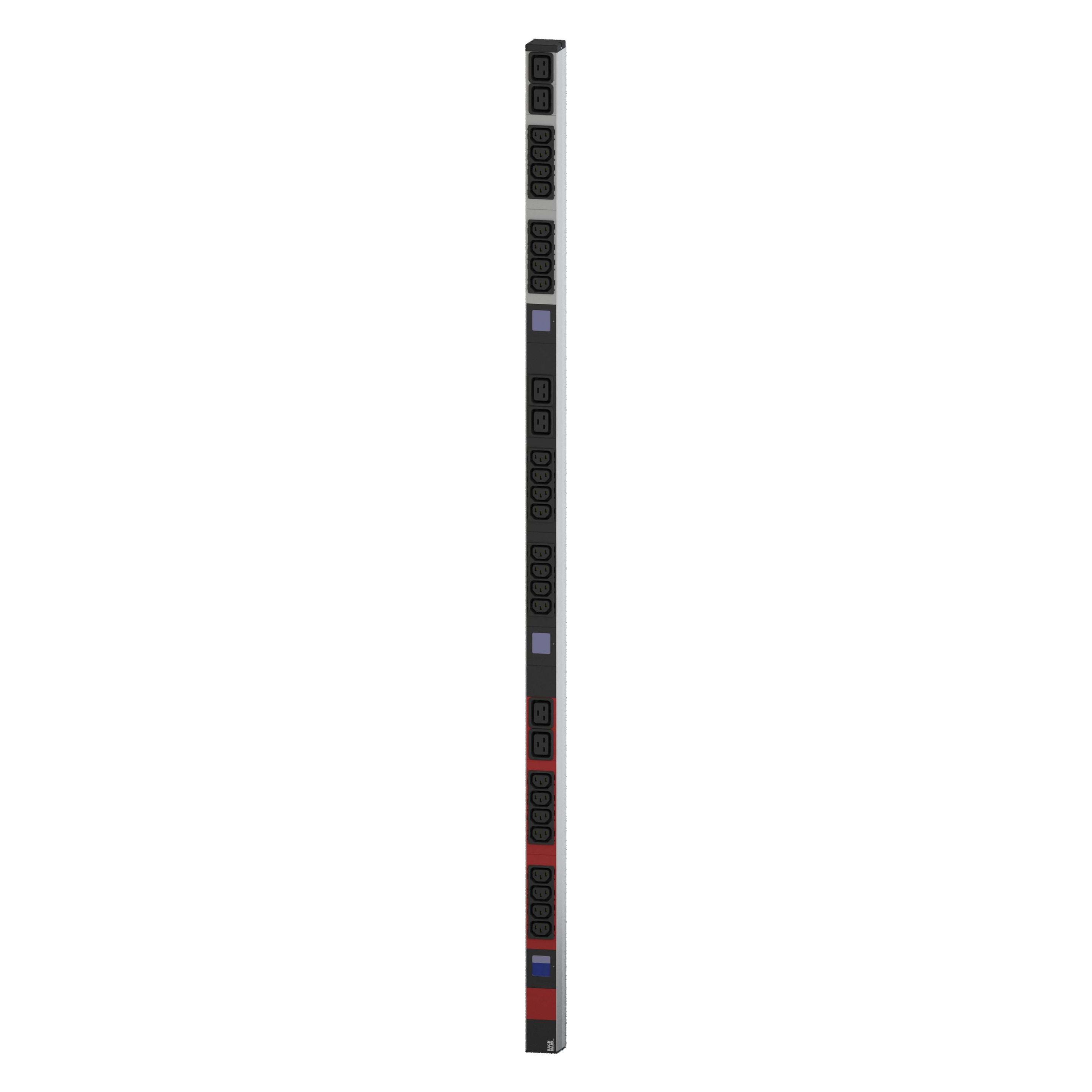 Bachmann BN0500 48,26cm 19Zoll PDU 1HE 24xC13 6xC19 Leistungsmessung Anschluss CEE 3x16A rot (800.2400)