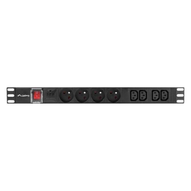 Lanberg PDU-04E04I-0200-IEC-BK Stromverteilereinheit (PDU) 1U Schwarz 4 AC-Ausgänge (PDU-04E04I-0200-IEC-BK)