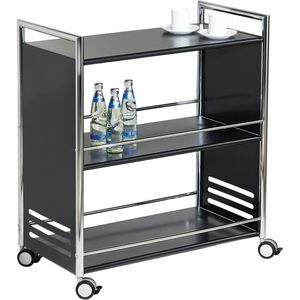 Kerkmann Servierwagen Artline, 3373, schwarz, aus Metall, 3 Etagen, Reling und Feststellbremse, 40 x 84 x 70 cm