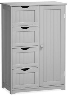 Costway Standing Indoor Wooden Cabinet with 4 Drawers-Gray