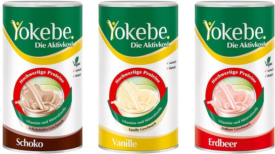 Yokebe Schoko + Vanille + Erdbeer Protein-Diätshake-Pulver 1Set
