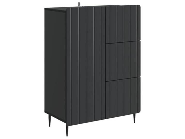 TEKGHUT Sideboard Schwarz 66 x 34,5 x 91,5 cm Holzwerkstoff Schwarz, Holzwerkstoff, 66 x 34,5 x 91,5 cm, Regale, Schubladen, 90°-Pendeltüren, verstellbare Fächer, konische Metallbeine,