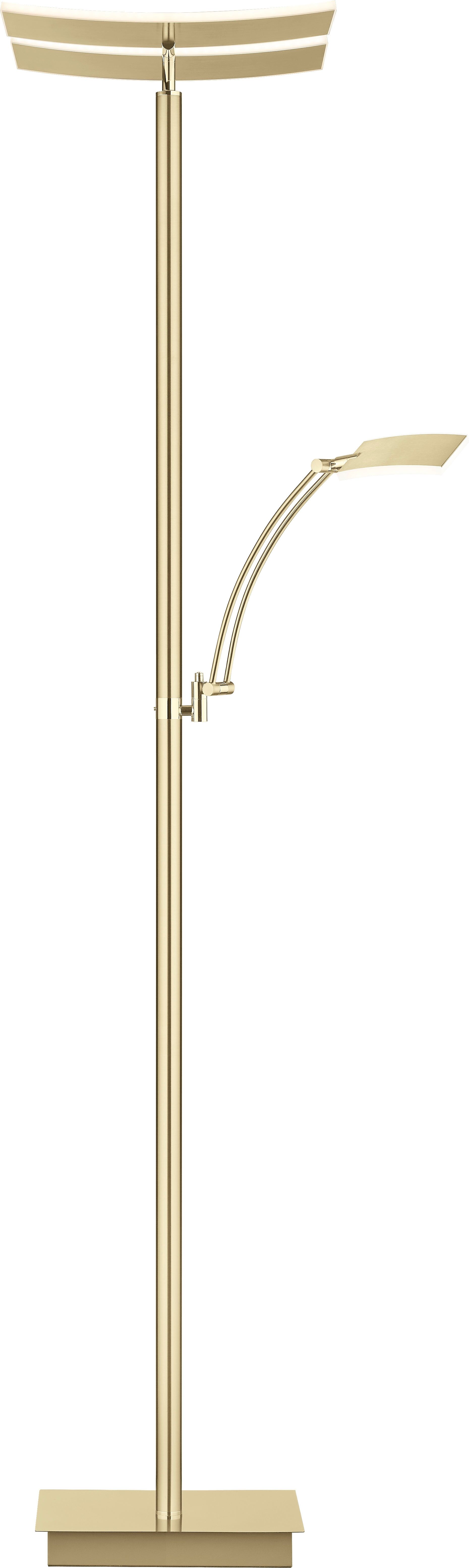LED Stehlampe "ANDY", gold (champagnerfarben eloxiert), 3, H: 185cm, 1 Stk.,mit Lesearm, HELL HÖLLISCH GUTES LICHT, Leuchten, Tastdimmer, CCT, LED Stehlampe