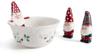 Pfaltzgraff Winterberry Gnome Salt & Pepper and Bowl Set