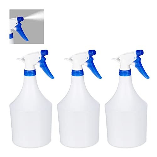 Relaxdays Plantenspuit set van 3 stuks, wit-blauw, 1 liter