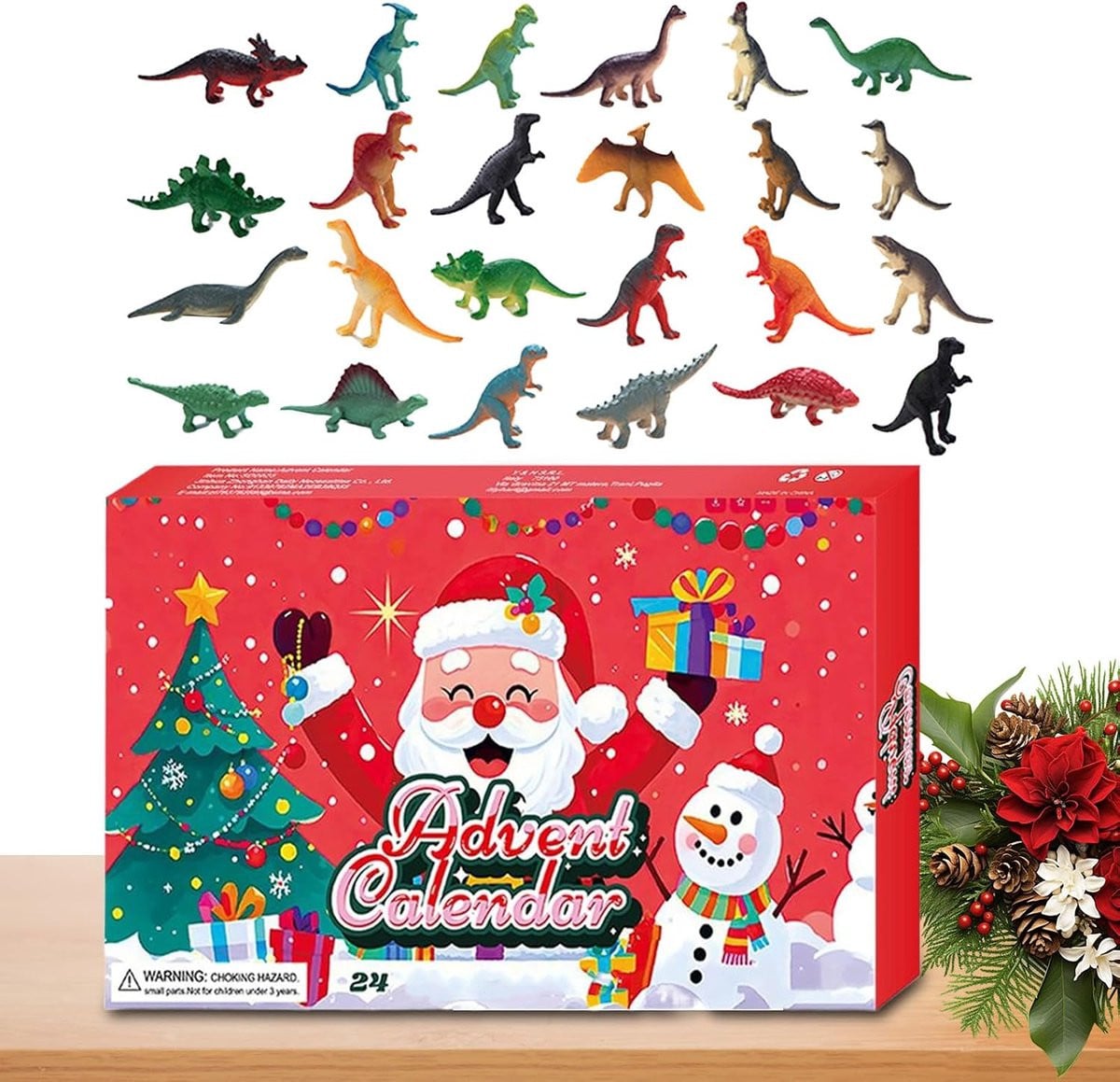 Adventskalender Dinosaurus met lichtgevende figuren - 24 dagen - Groen