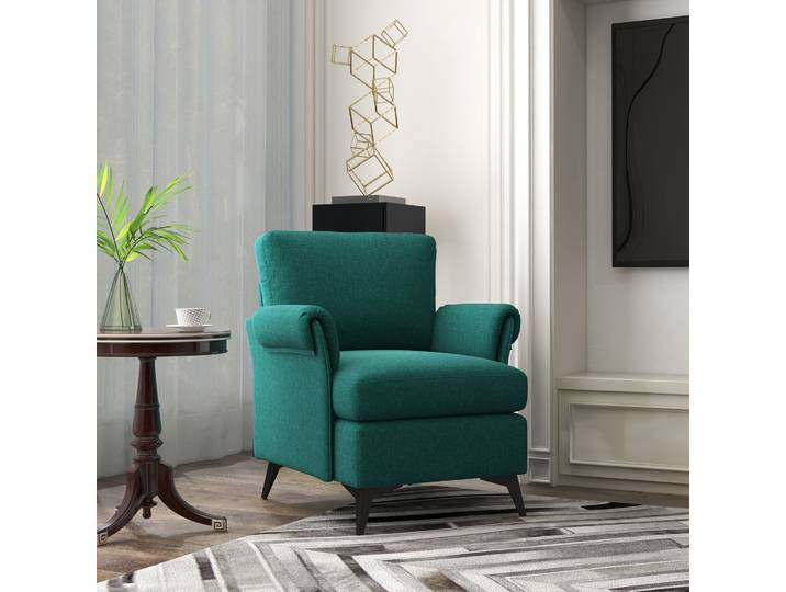 HOMCOM Fauteuil Salon Tissu Lin 70x73x83 cm Vert