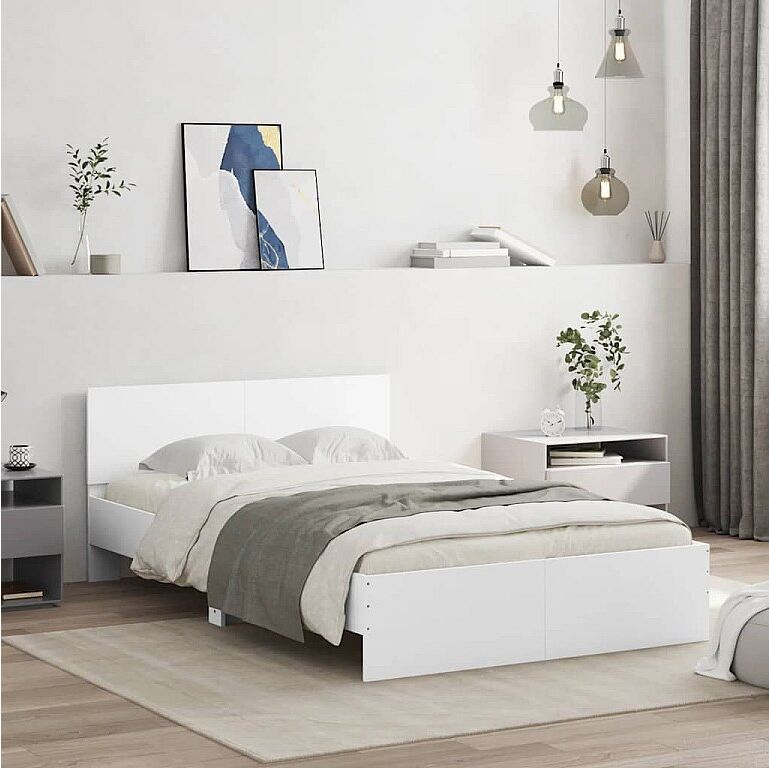 vidaxl Estructura de cama con cabecero blanca 120x190 cm