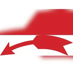 Richtungspfeil, links gebogen, Rot, Folie - 1 Bund = 100 Stk - 112x32 mm Folie selbstklebend