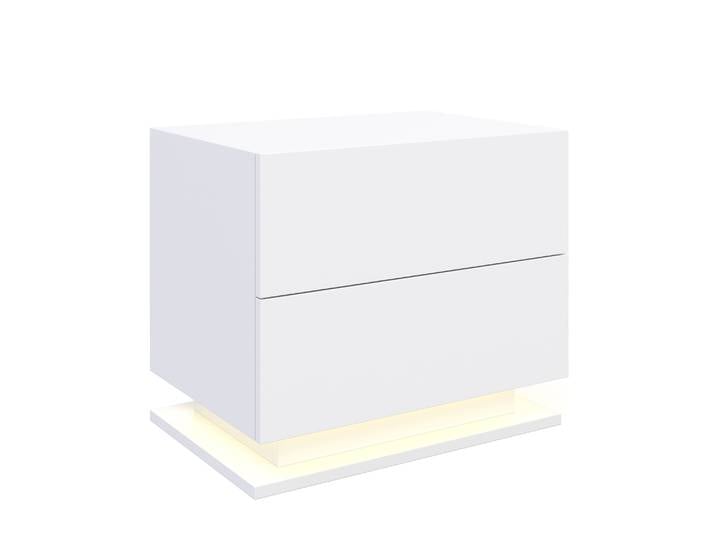 Nachttisch LED MINO mit 2 Schubladen weiss