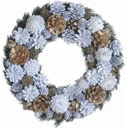 WDMT Schicker Weihnachtskranz – Pina Needle | ø 33 cm | Kranz Weihnachten | Weihnachtsdekoration | Weihnachtsdekorationen | Weiß