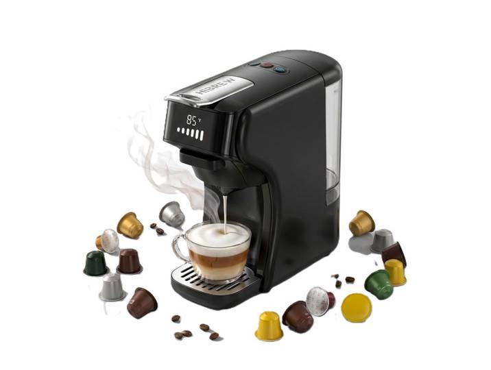 Gisaae Filterkaffeemaschine 6-in-1 20 Bar Edelstahlfilter Espresso-Extraktion, Schwarz, Metall, 600 ml, 11x26x26 cm, Kochgeschirr, Küchengeräte, Kaffeemaschinen & Milchschäumer