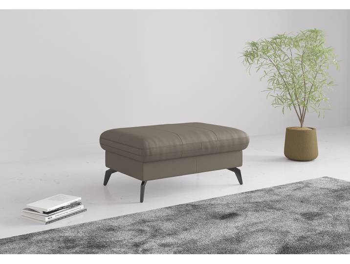 Polsterhocker SIT & MORE Morris Jubi , grau (delphine), B:103cm H:44cm T:69cm, Hocker, Polsterhocker, in Echtleder