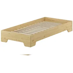 Erst-Holz Kastenbett, Holzbett, Gäste Bett 90x200 Massivholz Kiefer mit Rollrost 60.56-09