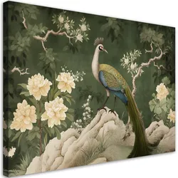 LEINWANDBILD Orientalischer Pfau grün 100x70cm