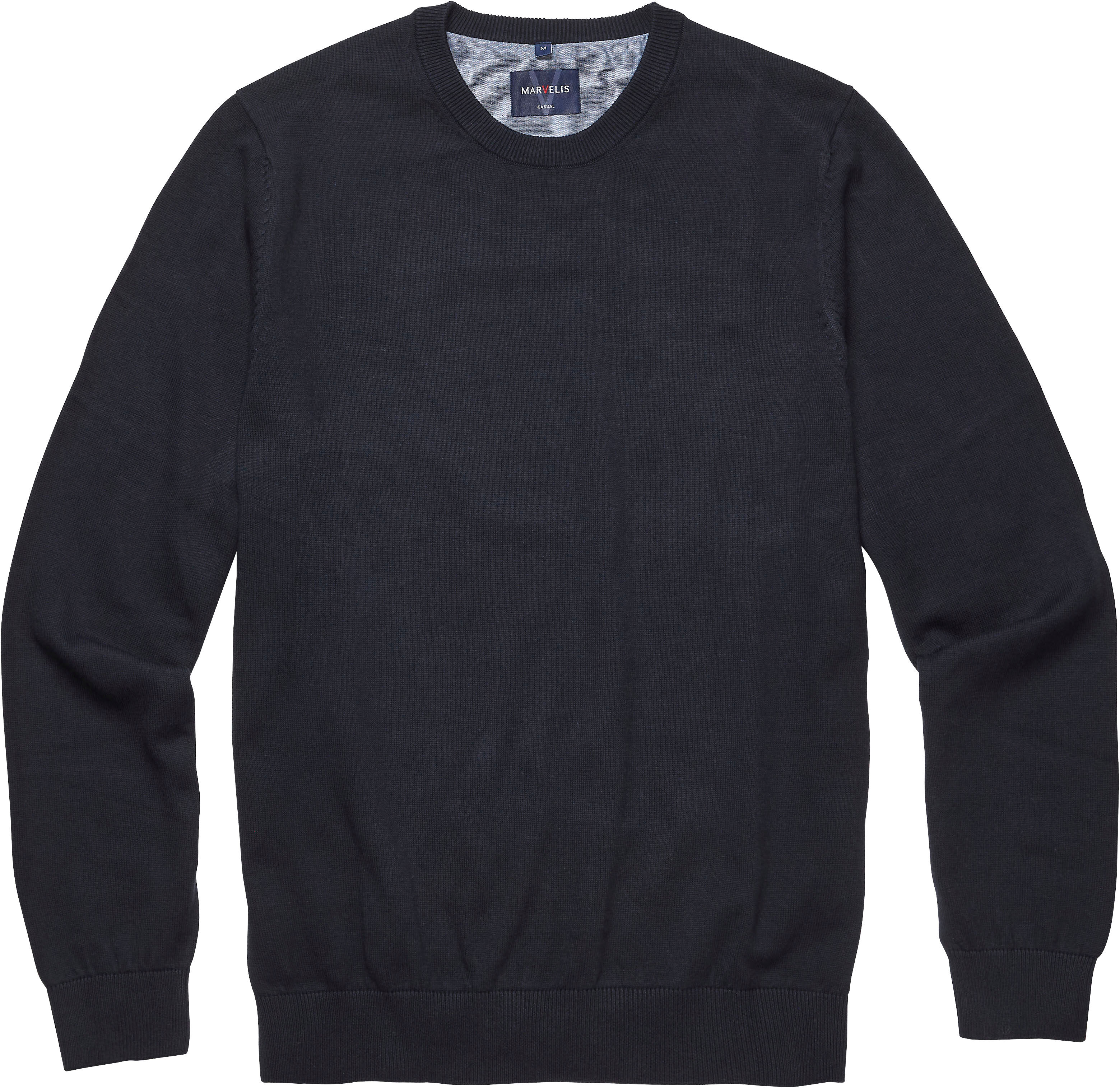 Strickpullover MARVELIS, Herren, Gr. 3XL, marine, Jersey, Obermaterial: 100% Baumwolle, regular fit, Rundhals, Rippbündchen, Pullover Strickpullover, Rundhals, Baumwolle, regular fit