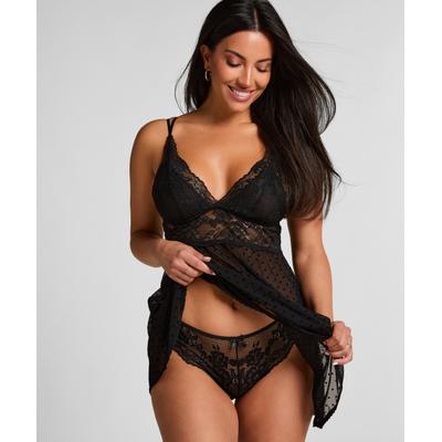 Pyjama HUNKEMÖLLER "Beatriz Babydoll", Damen, Gr. S, schwarz, 85% Polyamid, 15% Elasthan, Homewear-Sets Pyjama