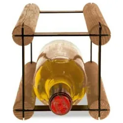 Proregal Modulares Weinregal VINOTECA MOD METAL | HxBxT 12,5x12,5x24,5cm | 1x1 Flasche | Massives Kiefernholz | Braun geölt