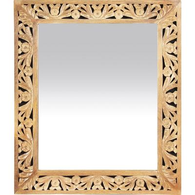 Wandspiegel SIT "Galle aus Mangoholz mit kunstvollen Schnitzereien", beige (natur), B:68cm H:79cm T:3cm, Glas, Massivholz, Spiegel, Wandspiegel, Jeder Spiegel ein Unikat mit handwerklich gestalteter Front