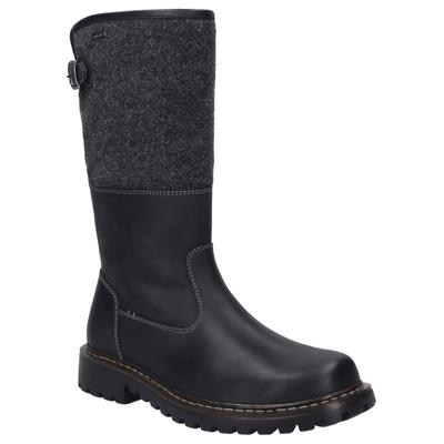 Winterstiefel JOSEF SEIBEL "Chance 41", Damen, Gr. 41, Lammfell, schwarz, Filz, Leder, Schuhe Winterstiefel, Biker Boots, Schnürstiefel, Snowboots mit Lammfell gefüttert, Topseller