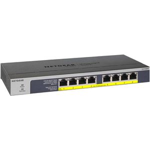 Netgear Switch GS108PP-100EUS, unmanaged, 8-Port, 1 Gbit/s, 8x PoE+