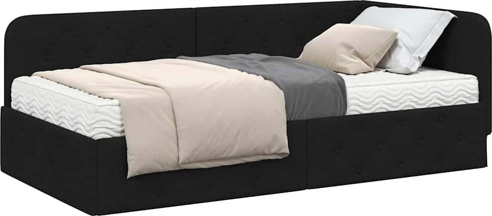 Eckbettgestell Schwarz 90 x 190 cm Stoff