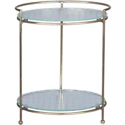 Chic Antique Etagere mit 2 Ebenen, H30/Ø25 cm, messing