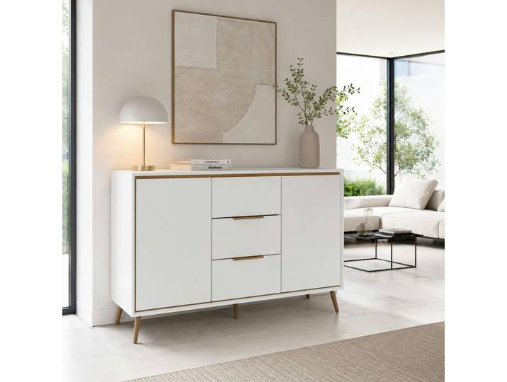 Buffet Blanc Moderne 2 Portes 3 Tiroirs Avio