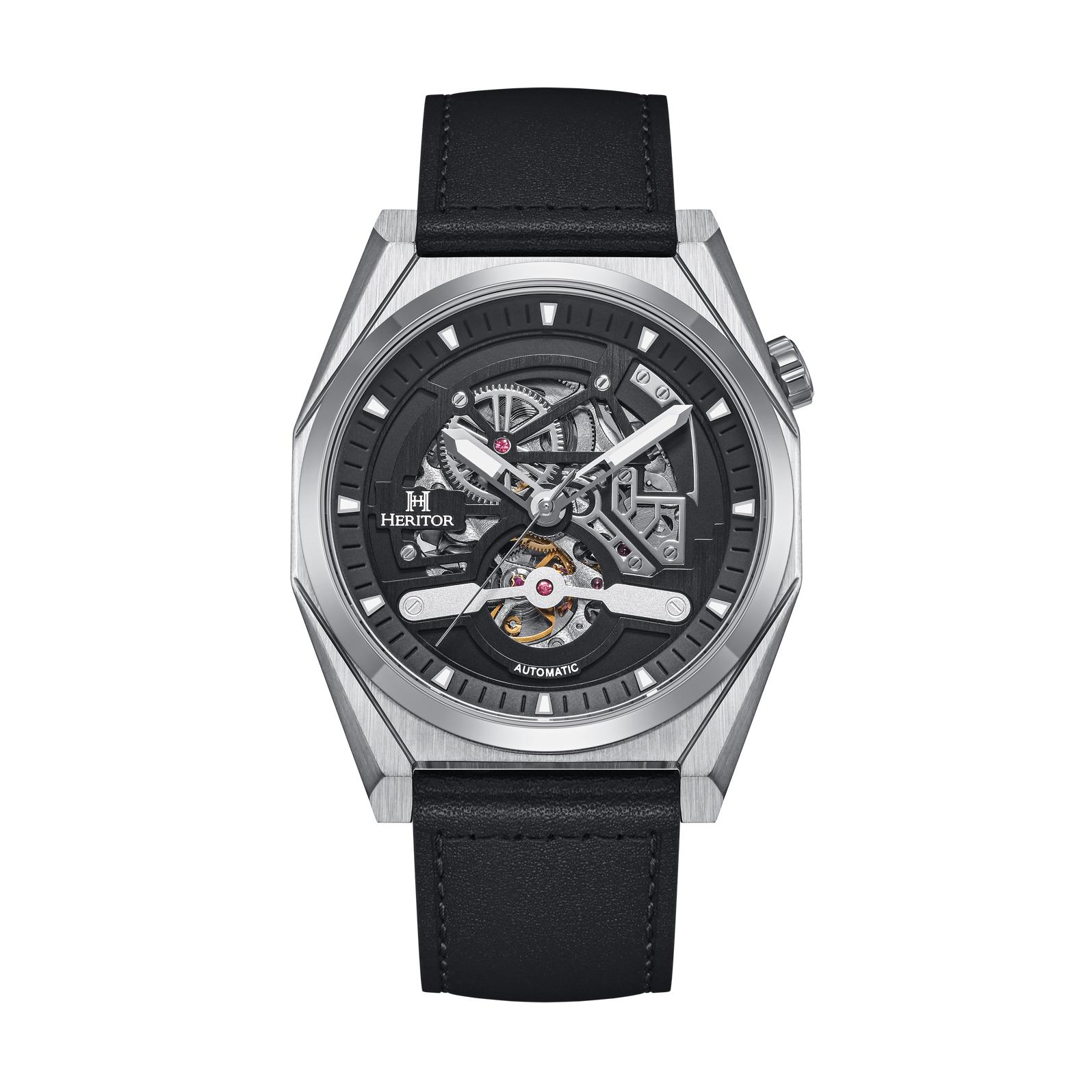 Heritor Automatic Amadeus semi-skelet lederen bandhorloge