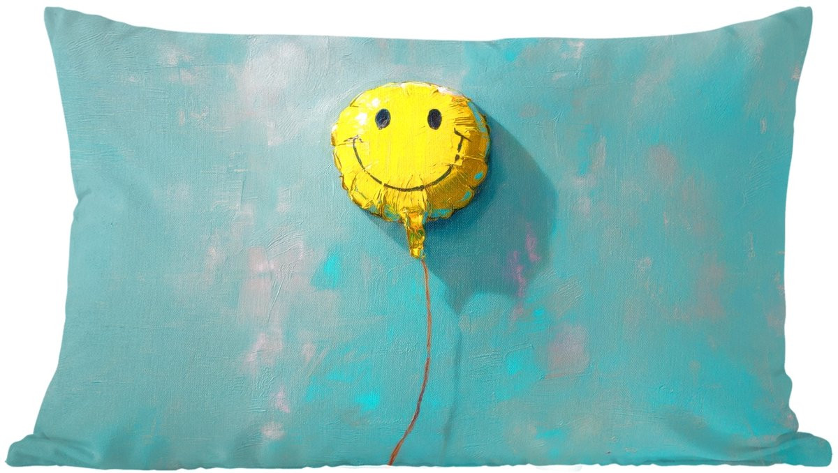 PillowMonkey Sierkussen Smiley Ballon Geel - 60 x 40 cm