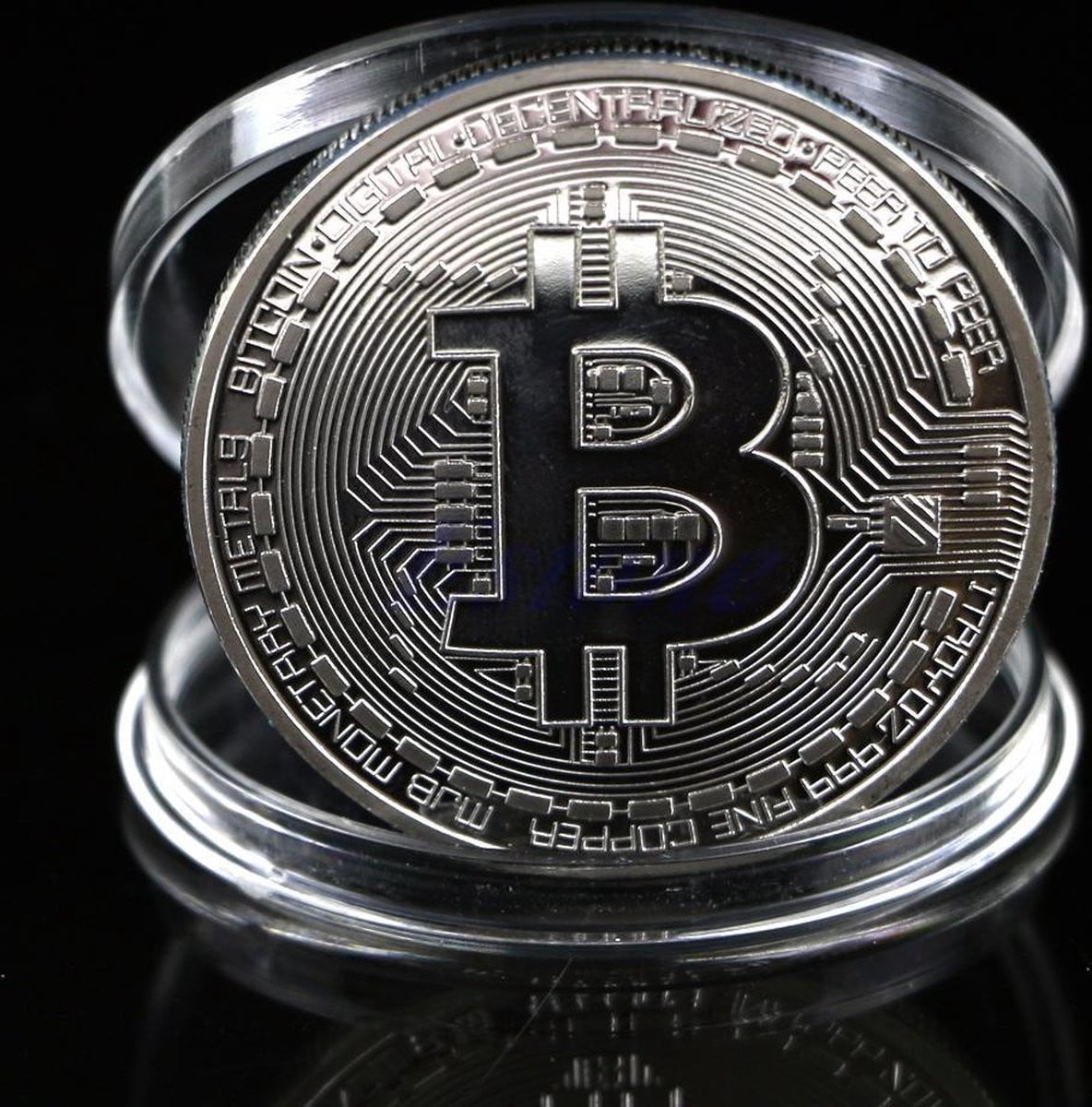 Zilveren Bitcoin souvenir munt