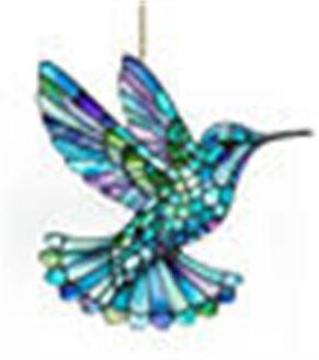 Inspired Finds 2D Acrylic Bird & Flower Hanging Pendant Decorative Ornament For Home Car Window crystal Hummingbird